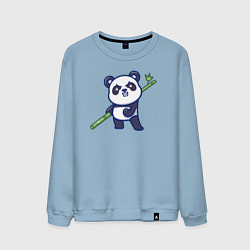 Свитшот хлопковый мужской Панда воин, цвет: мягкое небо
