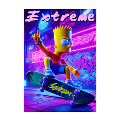 Свитшот хлопковый мужской Bart Simpson on a skateboard - extreme ai art, цвет: белый — фото 2