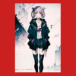 Свитшот хлопковый мужской Надзуна Нанакуса - Песнь ночных сов, цвет: красный — фото 2