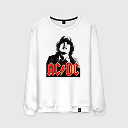 Свитшот хлопковый мужской ACDC Angus Young rock, цвет: белый