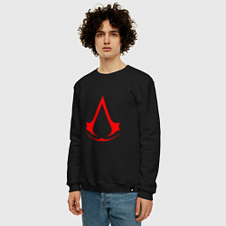 Свитшот хлопковый мужской Red logo of assassins, цвет: черный — фото 2