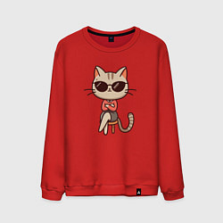 Мужской свитшот Деловая кошка босс в очках внимательно смотрит