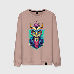 Свитшот хлопковый мужской Стильная модная сова, цвет: пыльно-розовый