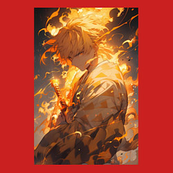 Свитшот хлопковый мужской Клинок, рассекающий демонов Дзэнъицу Агацума, цвет: красный — фото 2