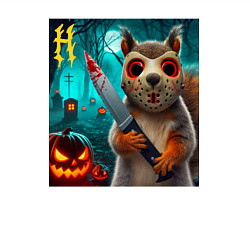 Свитшот хлопковый мужской Белочка с окровавленным ножом и в маске - хэллоуин, цвет: белый — фото 2