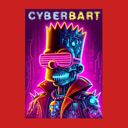 Свитшот хлопковый мужской Cyber Bart - neon glow ai art fantasy, цвет: красный — фото 2