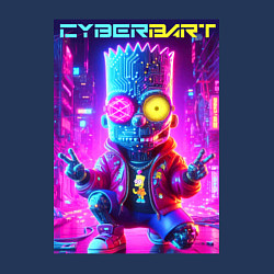 Свитшот хлопковый мужской Cyber Bart in metropolis - neon glow, цвет: тёмно-синий — фото 2