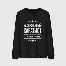 Свитшот хлопковый мужской Заслуженный каратист, цвет: черный