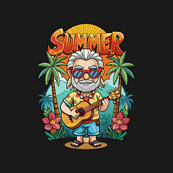 Свитшот хлопковый мужской Ведьмак с гитарой на острове, цвет: черный — фото 2