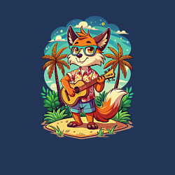 Свитшот хлопковый мужской Лисица с гитарой жаркое лето, цвет: тёмно-синий — фото 2