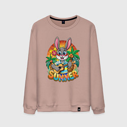 Свитшот хлопковый мужской Заяц играет на гитаре жарким летом, цвет: пыльно-розовый