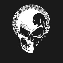 Свитшот хлопковый мужской Череп оп-арт колдунья с книгой, цвет: черный — фото 2