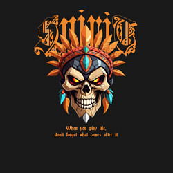 Свитшот хлопковый мужской Тату черепа индейца, цвет: черный — фото 2