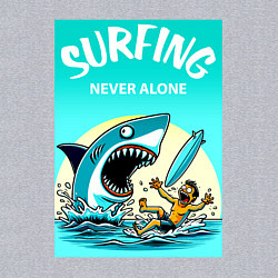 Свитшот хлопковый мужской Surfing never alone - shark and surfer, цвет: меланж — фото 2