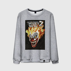 Свитшот хлопковый мужской Twisted metal 2 - clown head, цвет: меланж