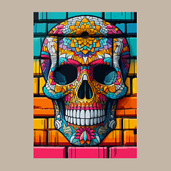 Свитшот хлопковый мужской Череп - граффити от нейросети, цвет: миндальный — фото 2