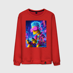 Свитшот хлопковый мужской Bart Simpson esports player - neon glow, цвет: красный