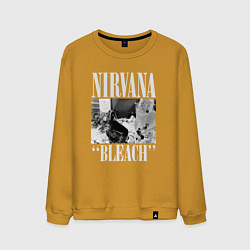 Свитшот хлопковый мужской Nirvana bleach black album, цвет: горчичный