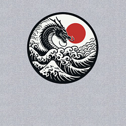 Свитшот хлопковый мужской Дракон в японском ретро стиле, цвет: меланж — фото 2