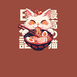 Свитшот хлопковый мужской Ramen and cat japan style, цвет: кирпичный — фото 2