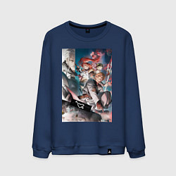Свитшот хлопковый мужской Реинкарнация безработного Эрис Бореас Грейрат Орст, цвет: тёмно-синий
