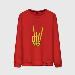 Свитшот хлопковый мужской Golden skeleton hand, цвет: красный