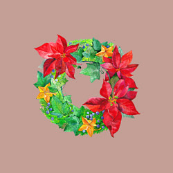 Свитшот хлопковый мужской Новогодний венок из плюща и пуансеттии, цвет: пыльно-розовый — фото 2