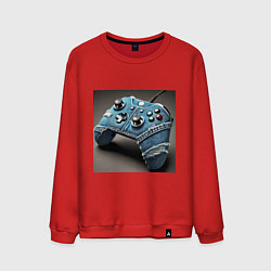 Свитшот хлопковый мужской Джинсовый геймпад для видеоигр, цвет: красный