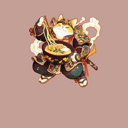 Свитшот хлопковый мужской Кот самурай и лапша, цвет: пыльно-розовый — фото 2