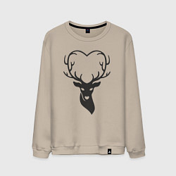 Свитшот хлопковый мужской Love deer, цвет: миндальный