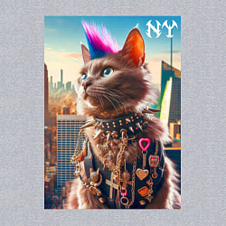 Свитшот хлопковый мужской Funny cat punk from New York - ai art, цвет: меланж — фото 2