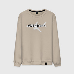 Свитшот хлопковый мужской Белый облик Superjet-100 с названием, цвет: миндальный