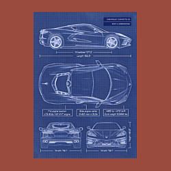 Свитшот хлопковый мужской Chevrolet Corvette чертеж, цвет: кирпичный — фото 2