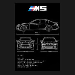 Свитшот хлопковый мужской BMW M5 чертежи, цвет: черный — фото 2