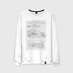 Свитшот хлопковый мужской Ford чертежи автомобиля, цвет: белый