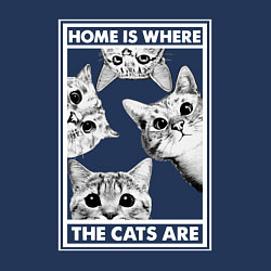 Свитшот хлопковый мужской Home is where the cats are, цвет: тёмно-синий — фото 2