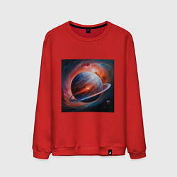 Свитшот хлопковый мужской Огненная планета, цвет: красный
