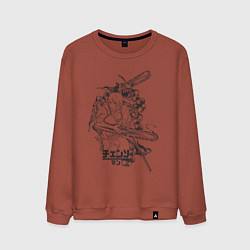 Свитшот хлопковый мужской Человек-бензопила Денджи Макима, цвет: кирпичный