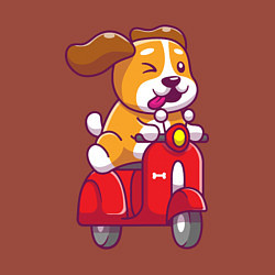 Свитшот хлопковый мужской Пёсик на мотороллере, цвет: кирпичный — фото 2