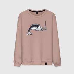 Свитшот хлопковый мужской Голодная рыбка, цвет: пыльно-розовый
