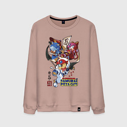 Свитшот хлопковый мужской Samurai pizza cats, цвет: пыльно-розовый