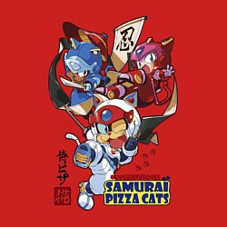 Свитшот хлопковый мужской Samurai pizza cats, цвет: красный — фото 2