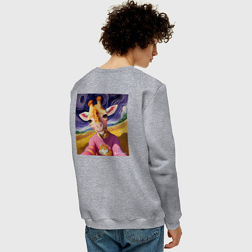 Мужской свитшот Селфи жирафа / Меланж – фото 4