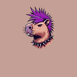 Свитшот хлопковый мужской Капибара с фиолетовым ирокезом, цвет: пыльно-розовый — фото 2