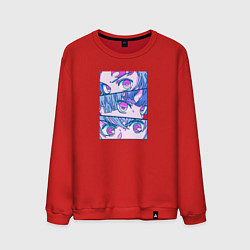 Свитшот хлопковый мужской Тандзиро Незуко и Зеницу Клинок рассекающий демоно, цвет: красный