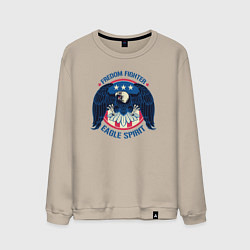 Свитшот хлопковый мужской Борец за свободу - дух орла, цвет: миндальный