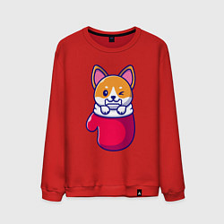 Свитшот хлопковый мужской Собачка в варежке, цвет: красный