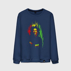 Свитшот хлопковый мужской Bob Marley vibe, цвет: тёмно-синий