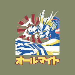 Свитшот хлопковый мужской Моя геройская академия Всемогущий удар, цвет: авокадо — фото 2