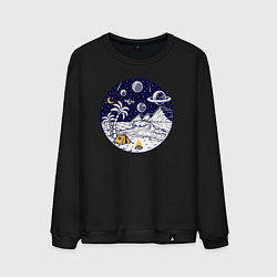 Свитшот хлопковый мужской Космический остров, цвет: черный